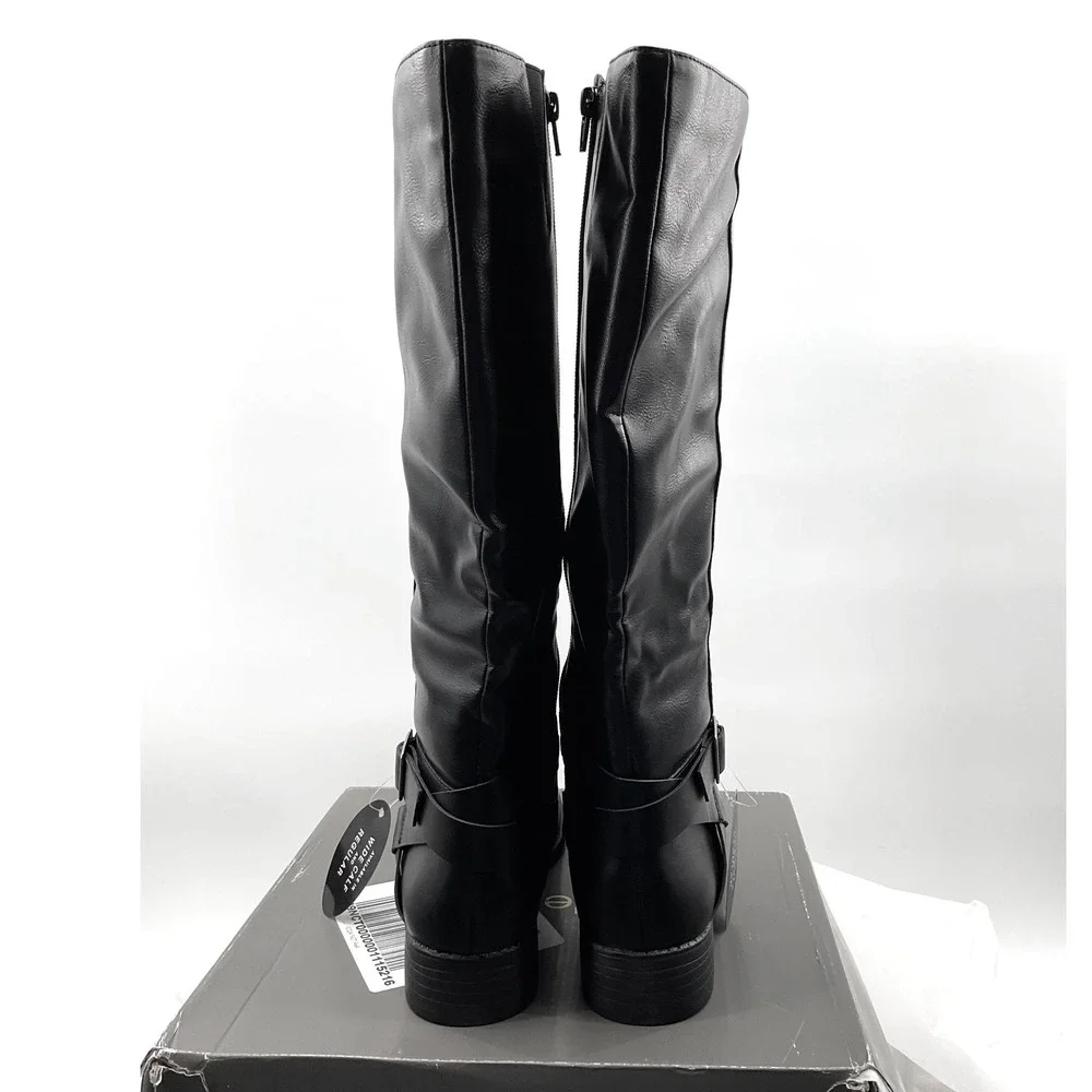 Style & Co Margoo Women Black Wide Calf Knee High Riding Boots 6M F42199